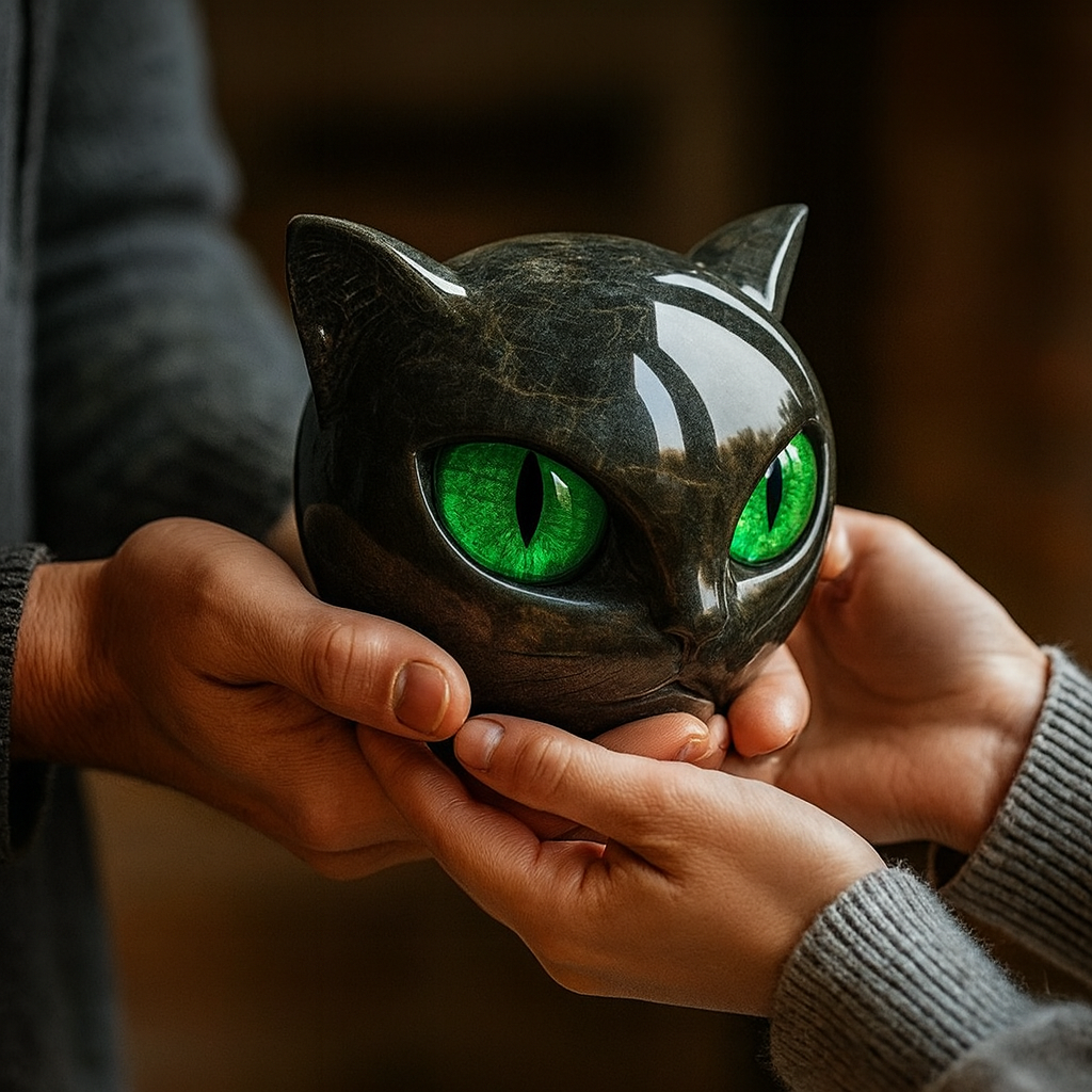 Mystica – Chat gardien noir en pierre