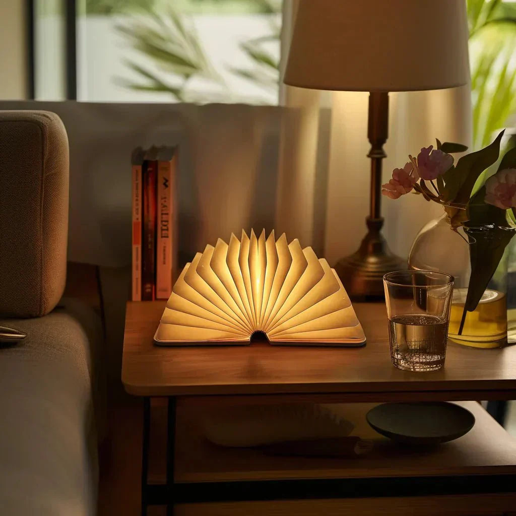 Lampe de table pliante en bois LED
