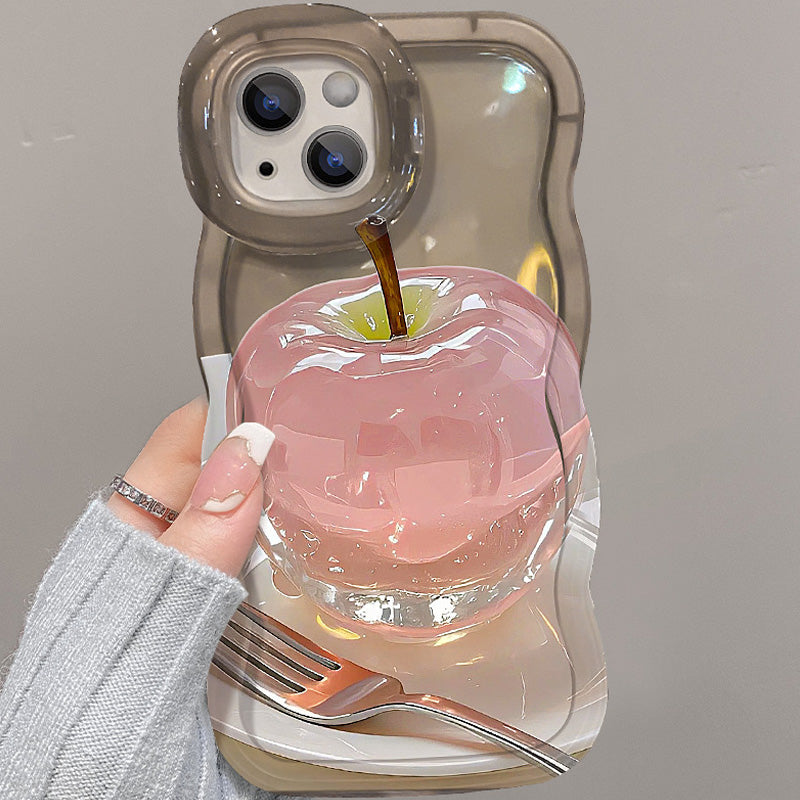 Coque transparente avec motif de pommes pour iPhone