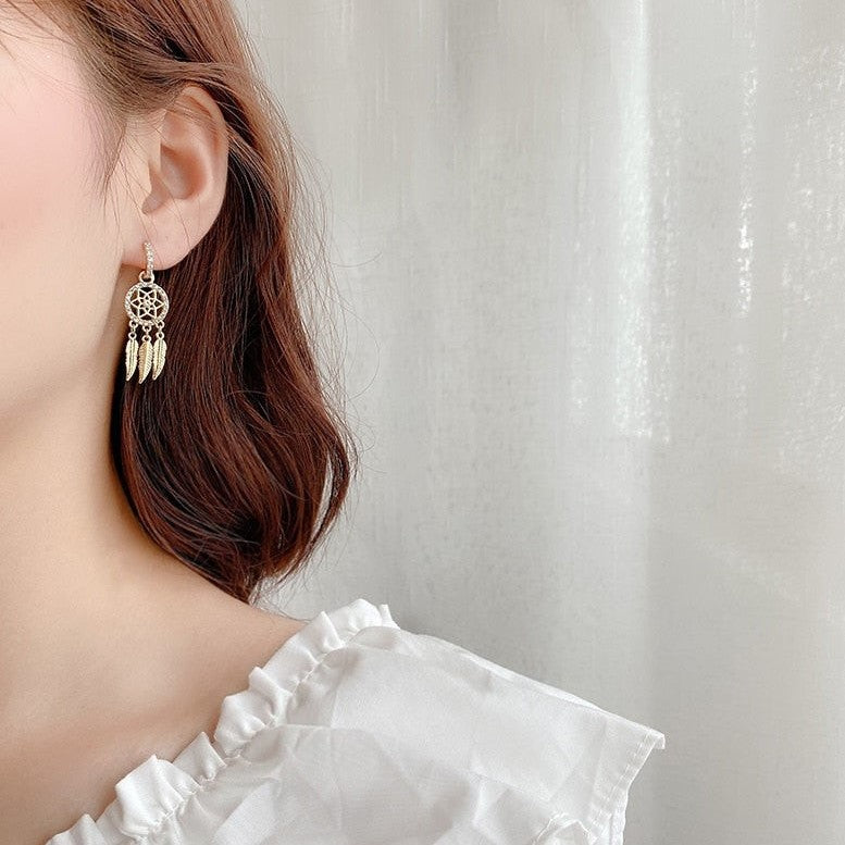 Boucles d'oreilles attrape-rêves en or massif 14k – Cercles