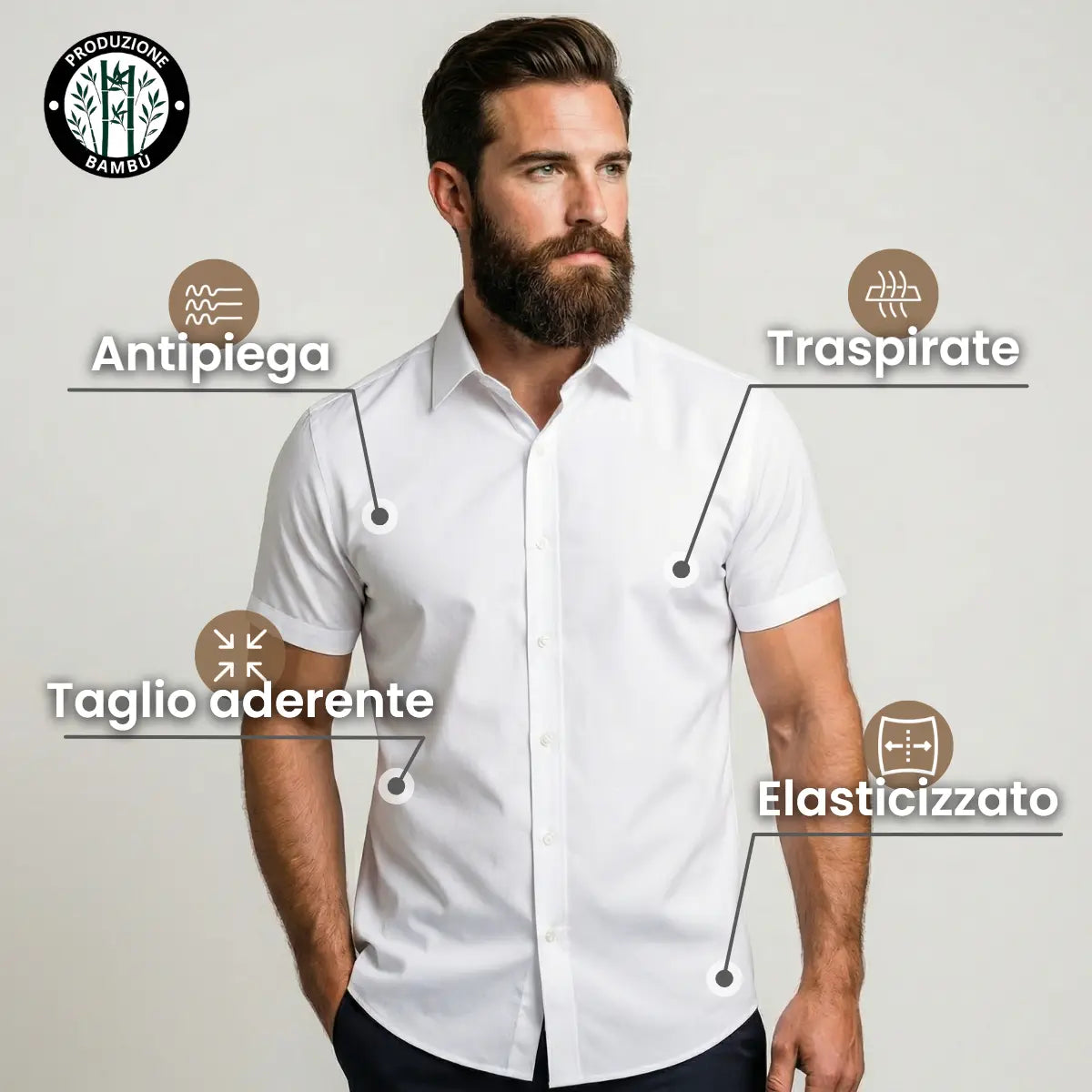 Chemise Ajustée à Manches Courtes