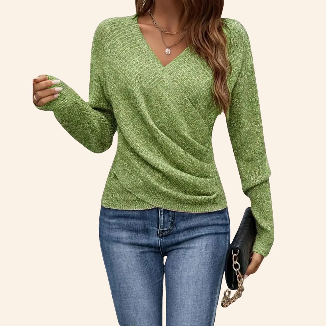 Clarissa   -  top elegante avvolgente con scollo a v
