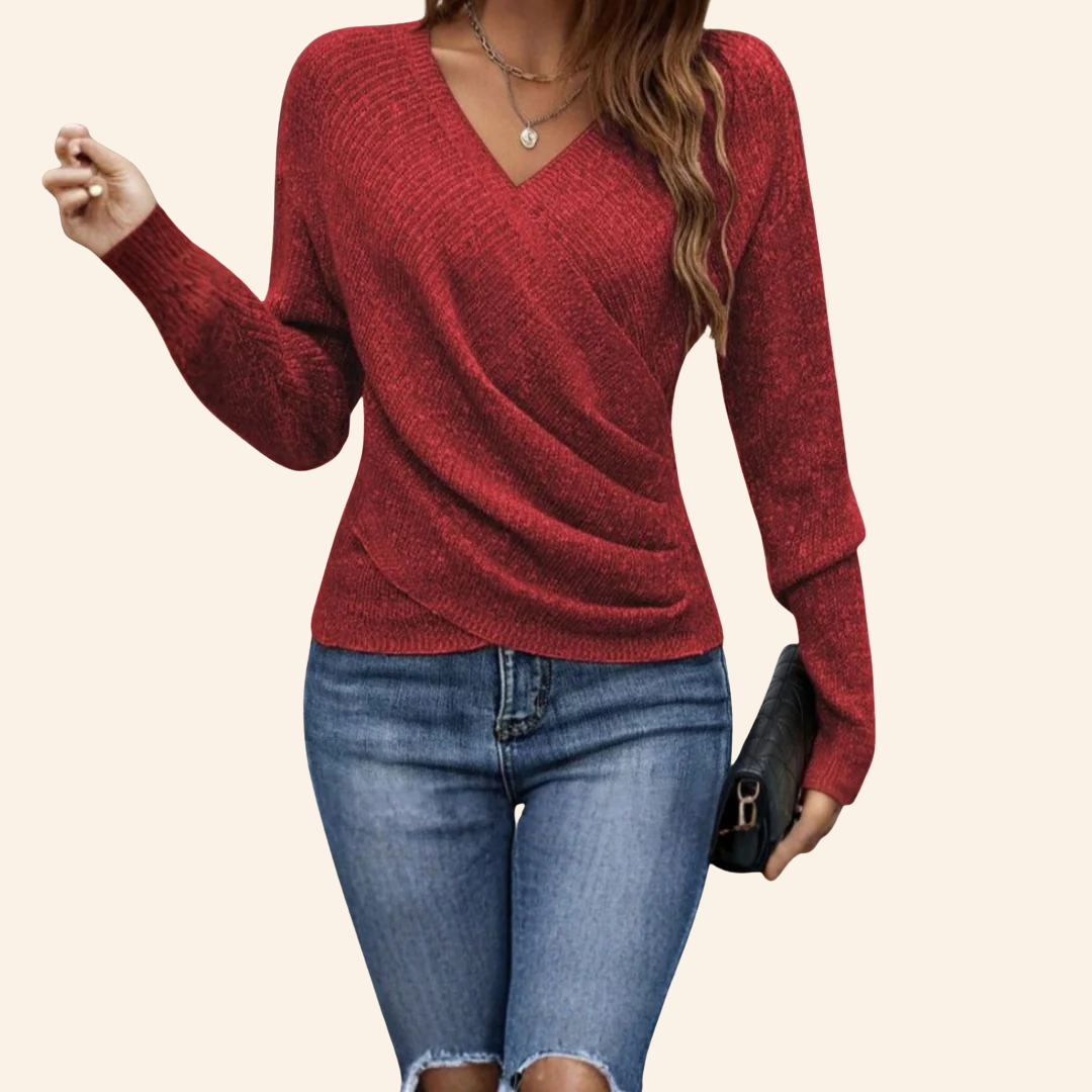 Clarissa   -  top elegante avvolgente con scollo a v