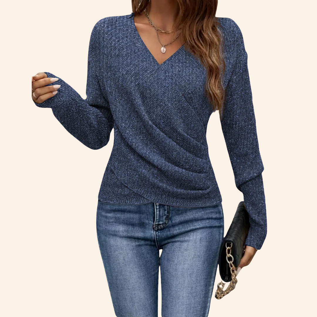 Clarissa   -  top elegante avvolgente con scollo a v