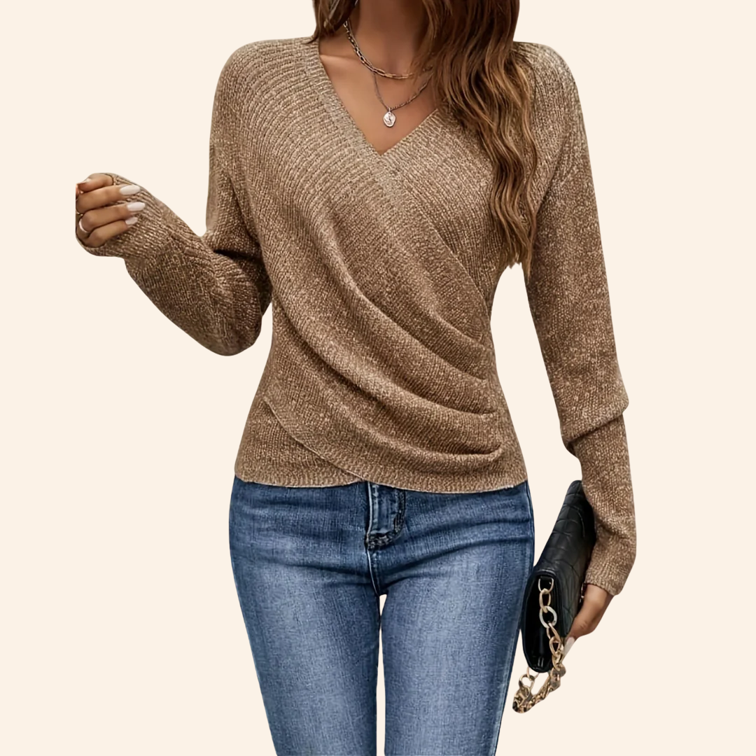 Clarissa   -  top elegante avvolgente con scollo a v