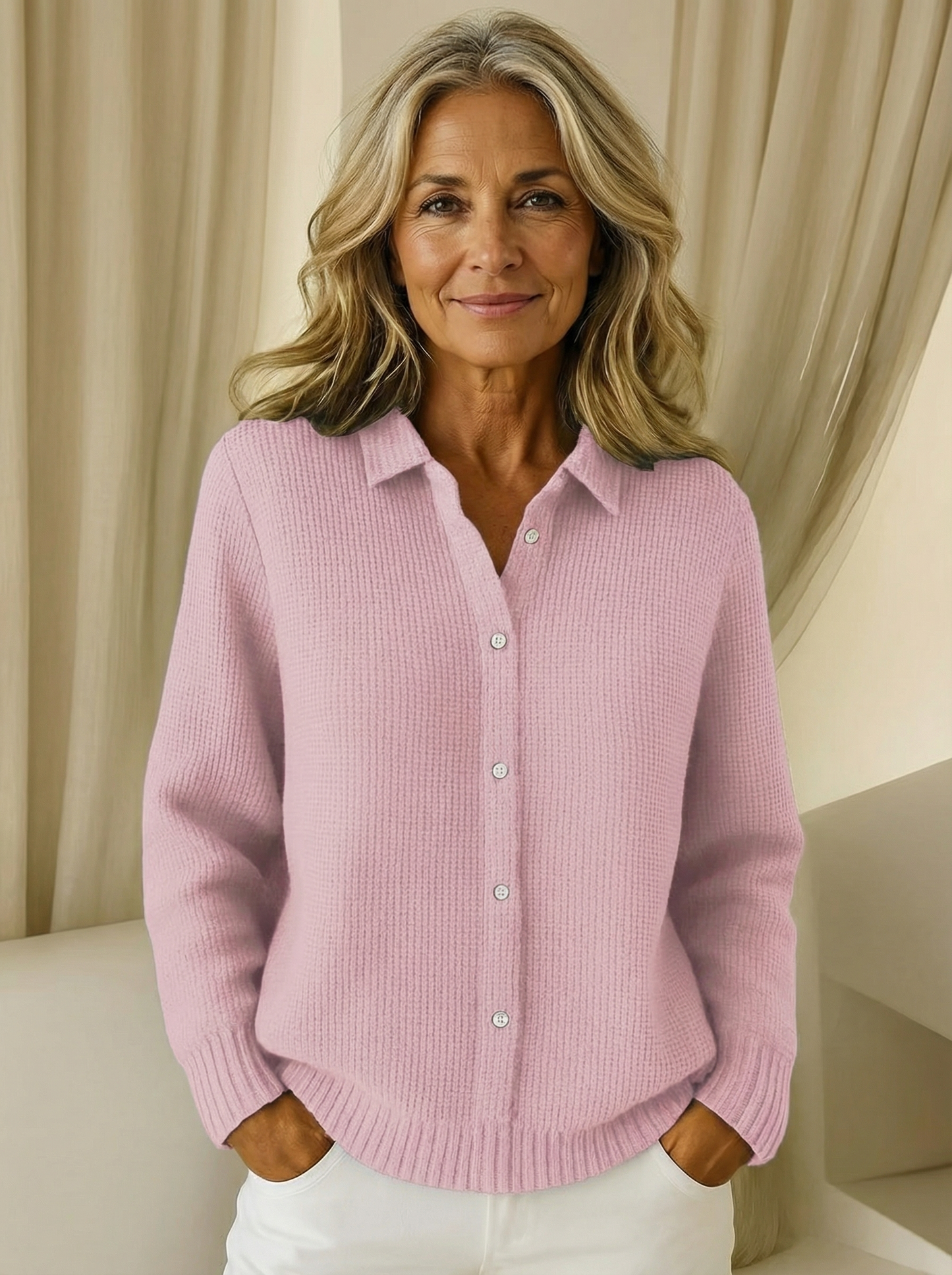 Grazia   -  cardigan classico in maglia con bottoni