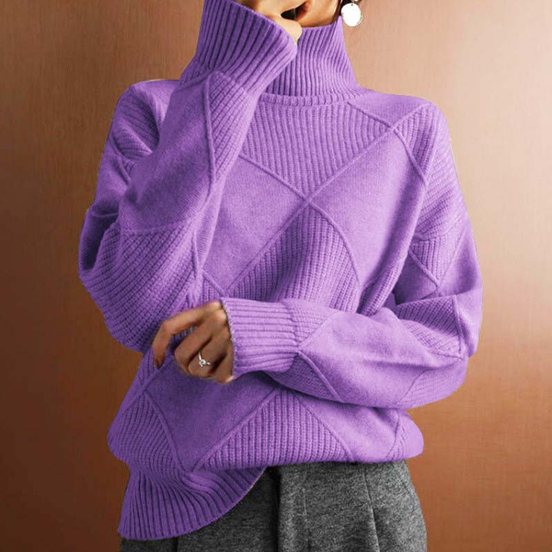 Viola | Maglia a Collo Alto Lavorata