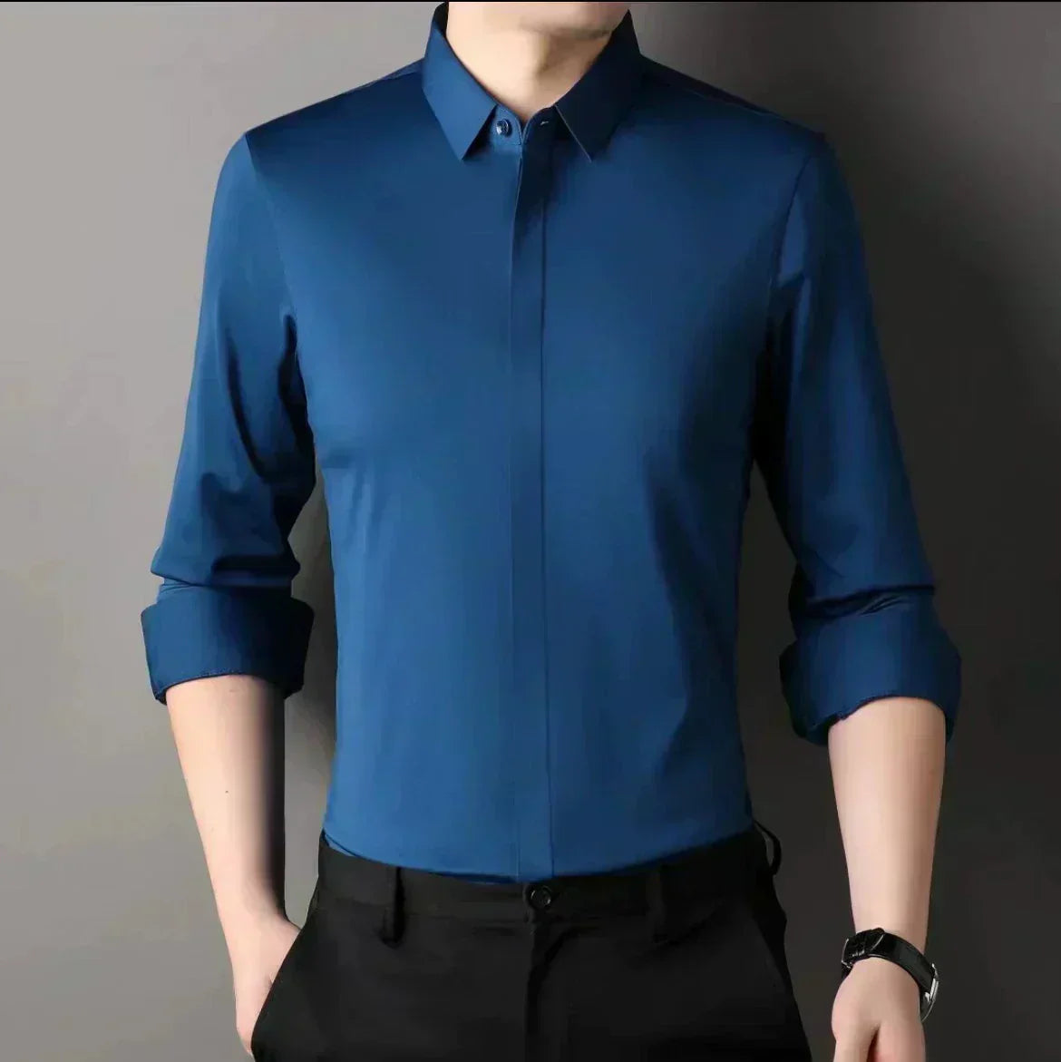 Chemise homme sans plis avec boutons