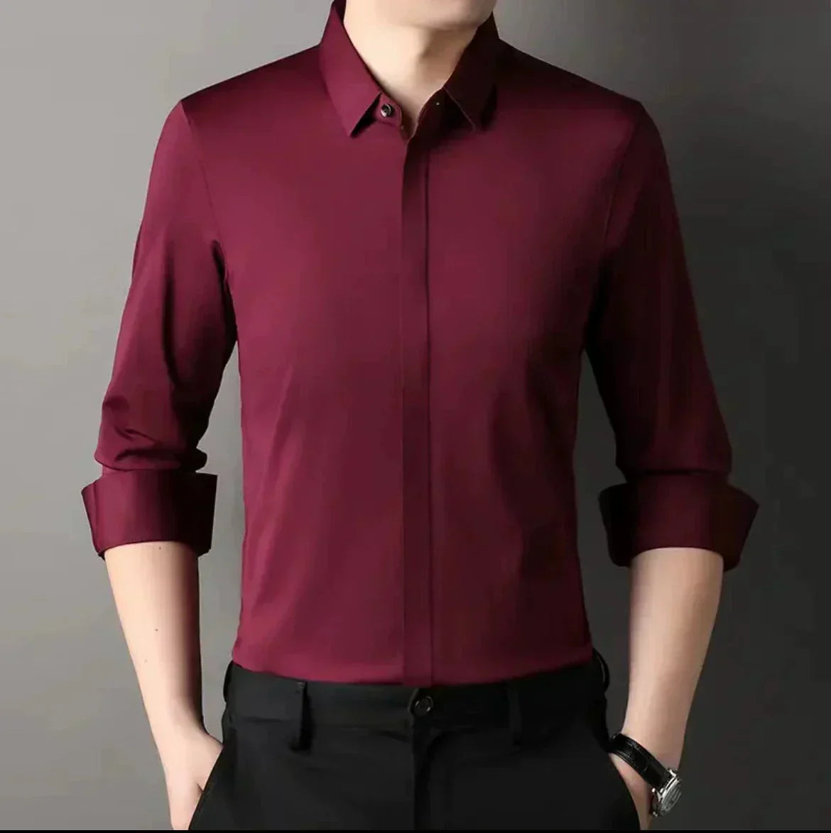Chemise homme sans plis avec boutons