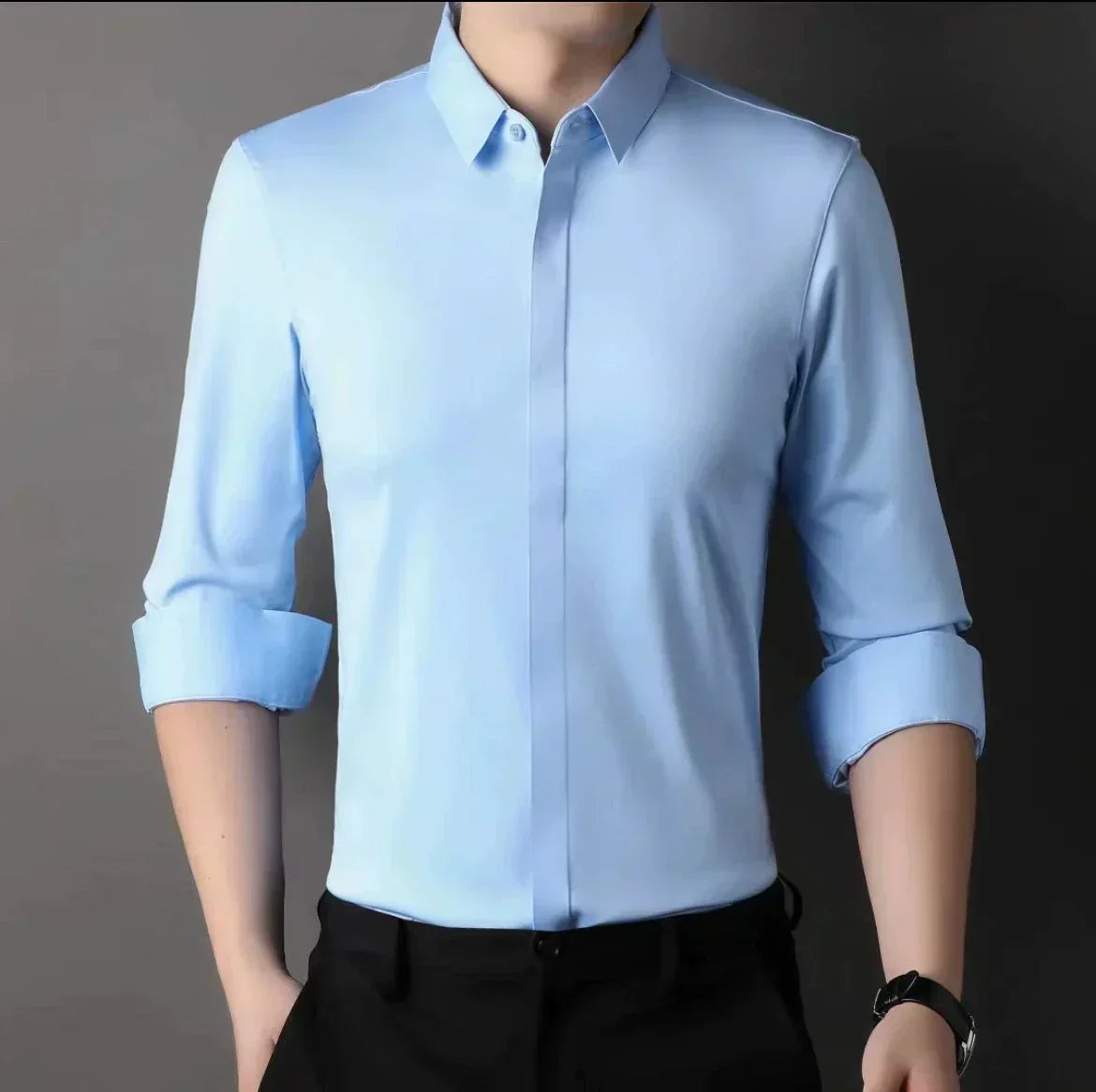 Chemise homme sans plis avec boutons