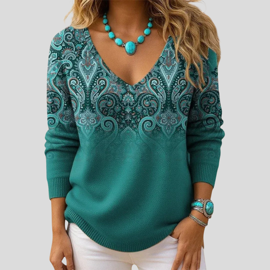 Amelia | Maglia Elegante con Scollo a V e Maniche Lunghe