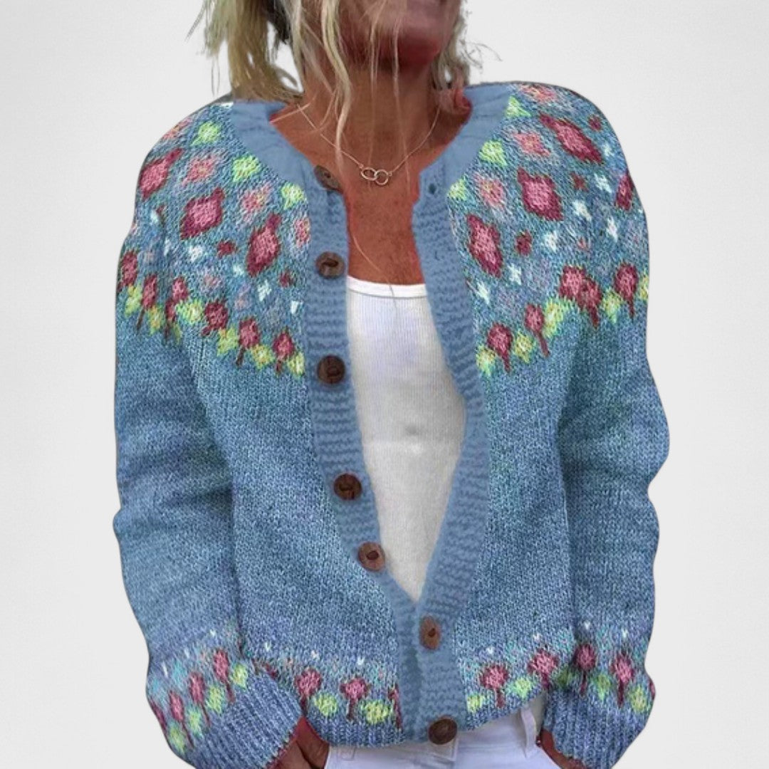 Lianne Grigio Perla – Cardigan en maille large à motif chic