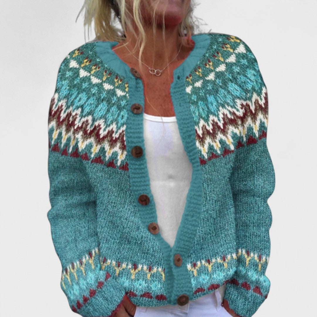 Lianne Grigio Perla – Cardigan en maille large à motif chic