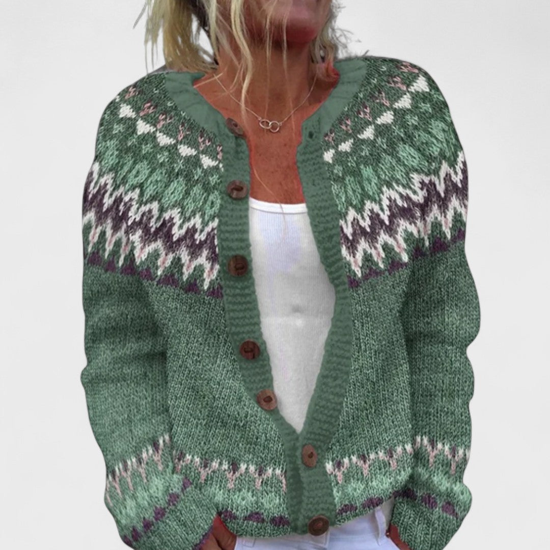 Lianne Grigio Perla – Cardigan en maille large à motif chic