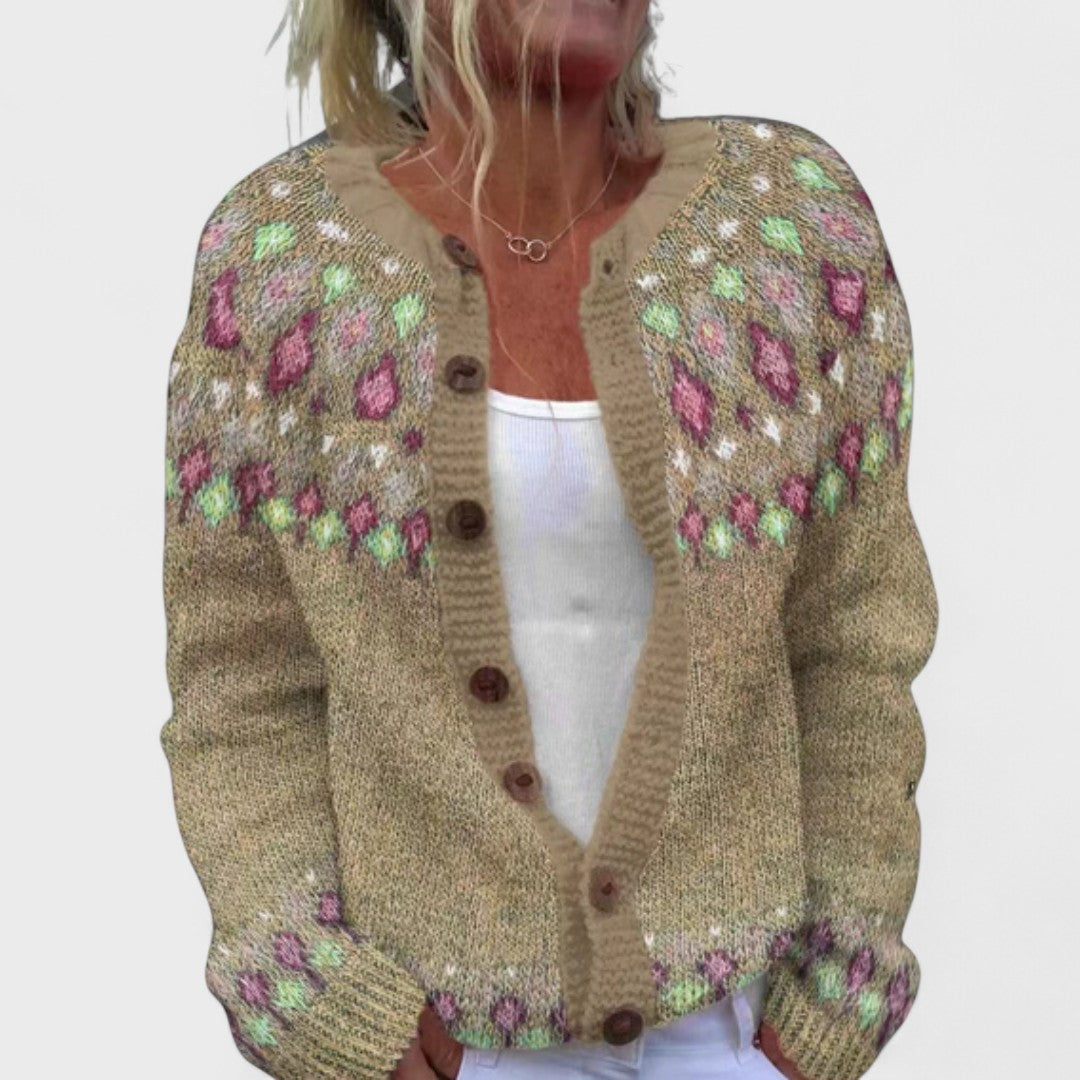 Lianne Azzurro Polvere – Cardigan en maille large à motif chic