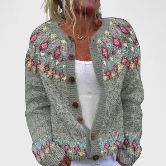 Lianne Grigio Perla – Cardigan a maglia larga a fantasia chic