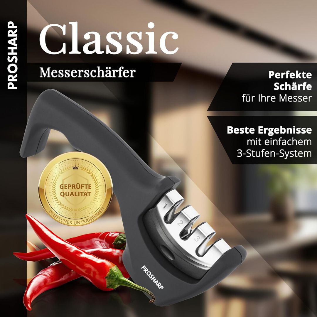 ProSharp – Aiguiseur professionnel de couteaux en céramique à 3 niveaux