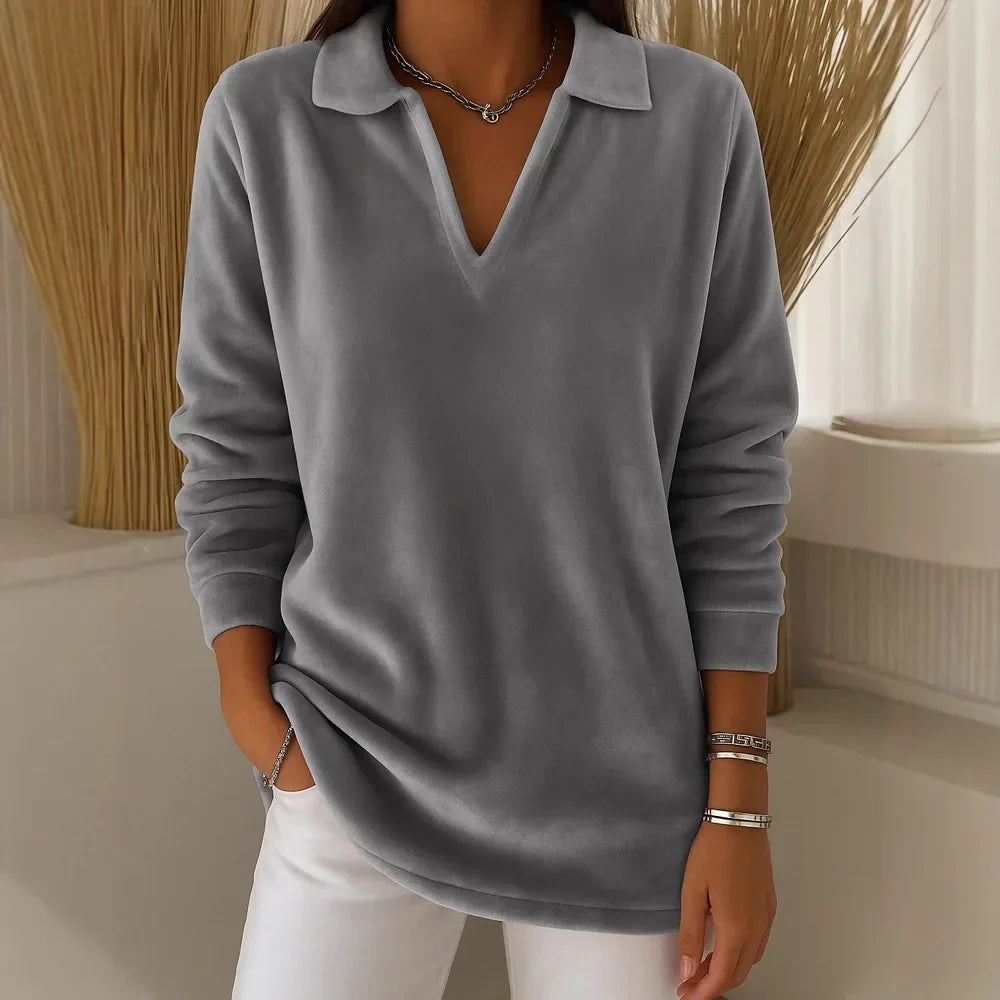 Emma | Pull Doux en Velours avec Décolleté en V