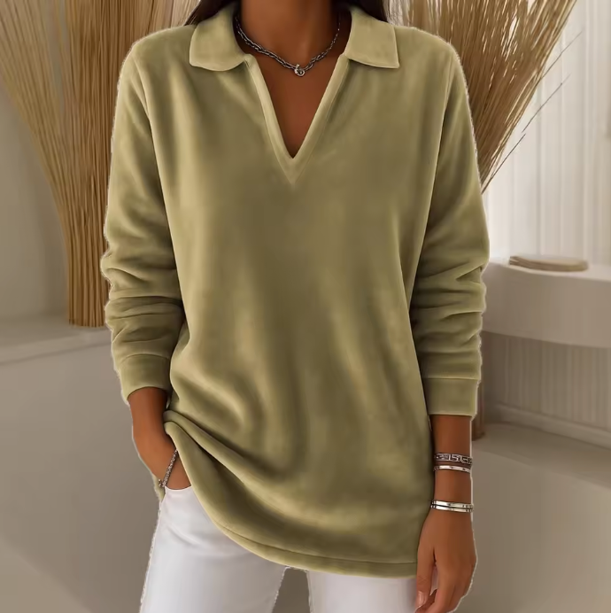 Emma | Pull Doux en Velours avec Décolleté en V