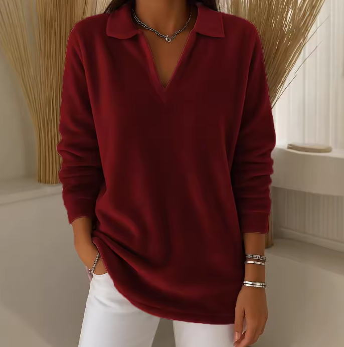 Emma | Pull Doux en Velours avec Décolleté en V
