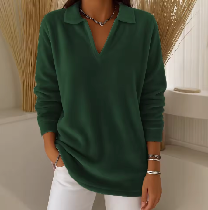 Emma | Pull Doux en Velours avec Décolleté en V