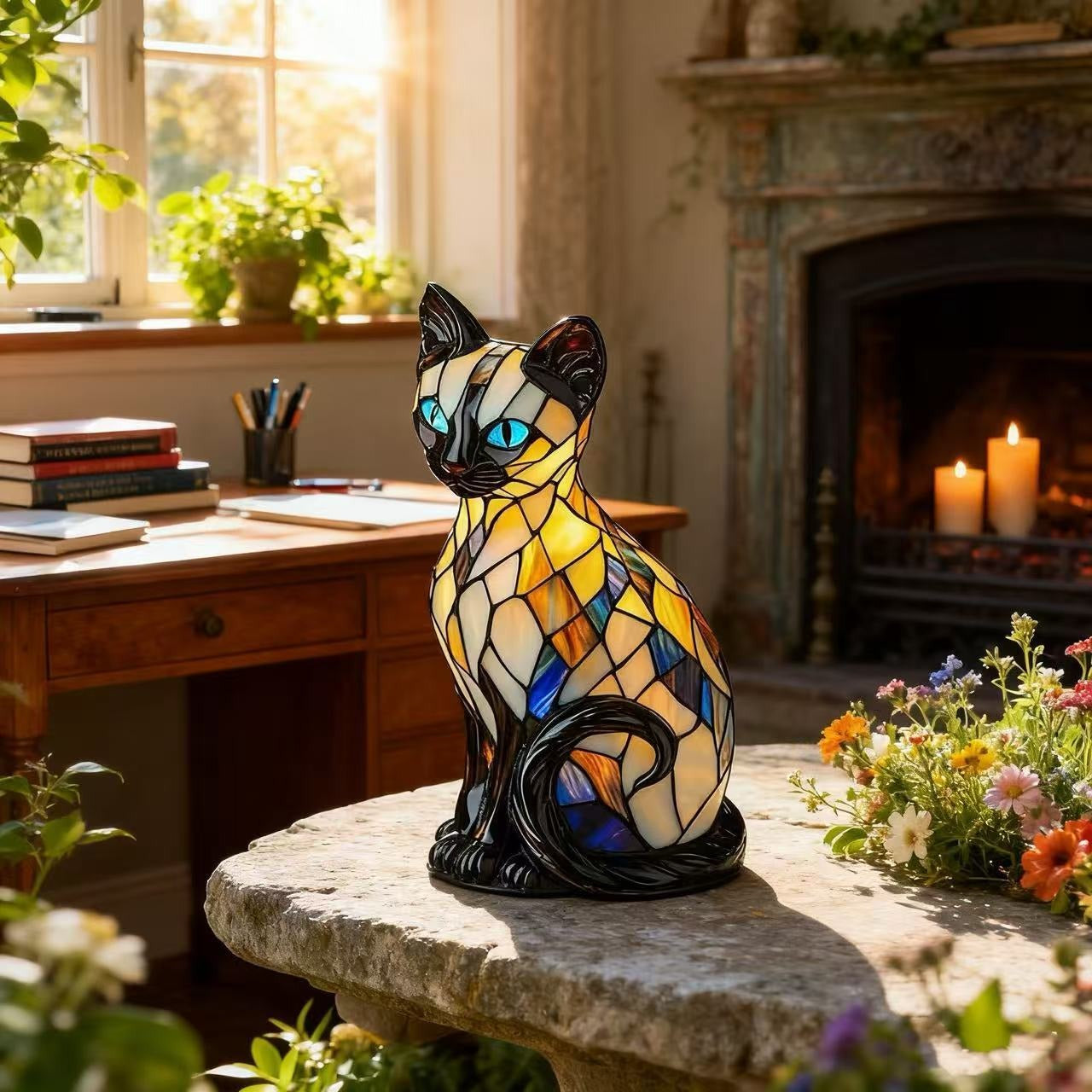 Luna – Lampe chat lumineuse artisanale