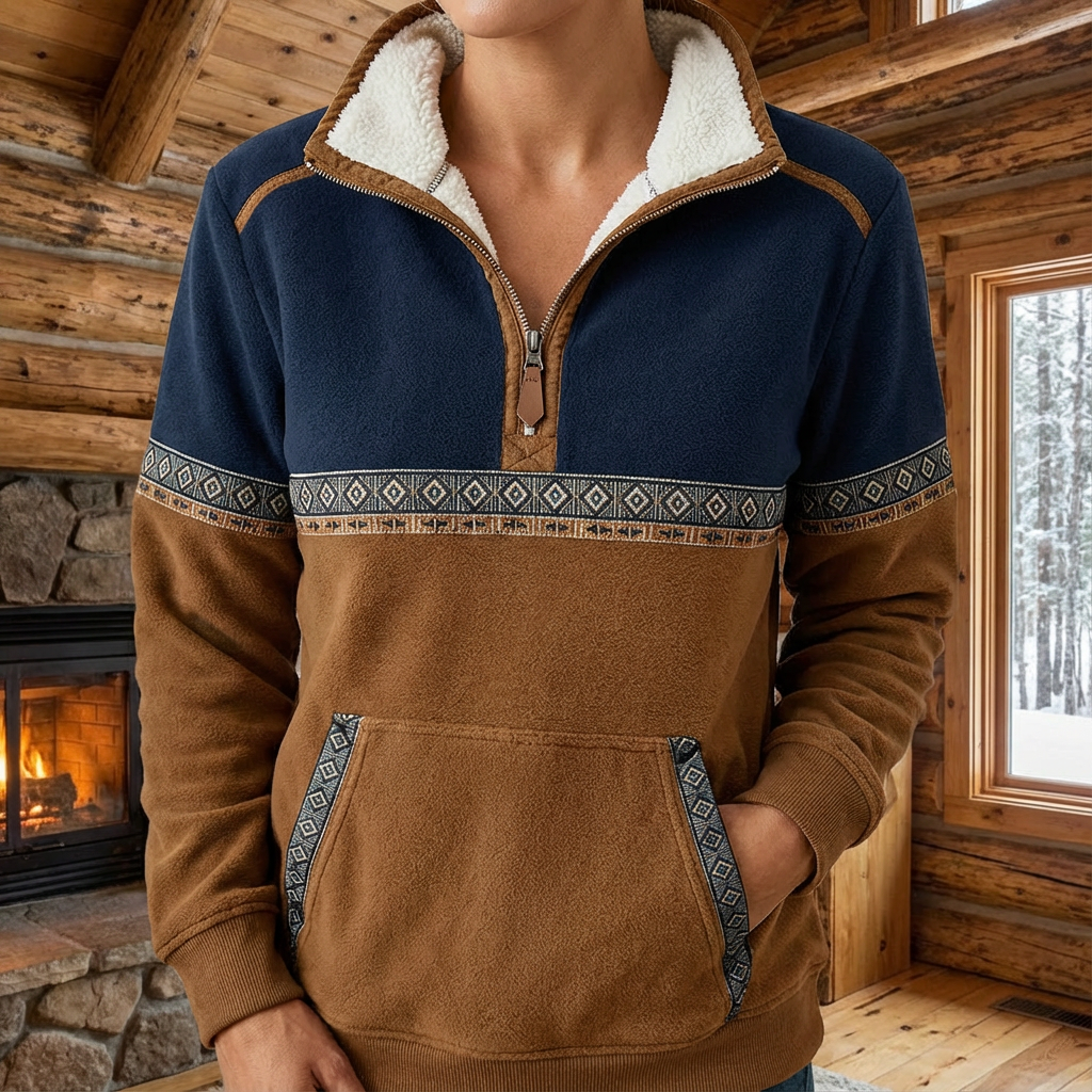 Tiziana   -  felpa cosy con zip a metà