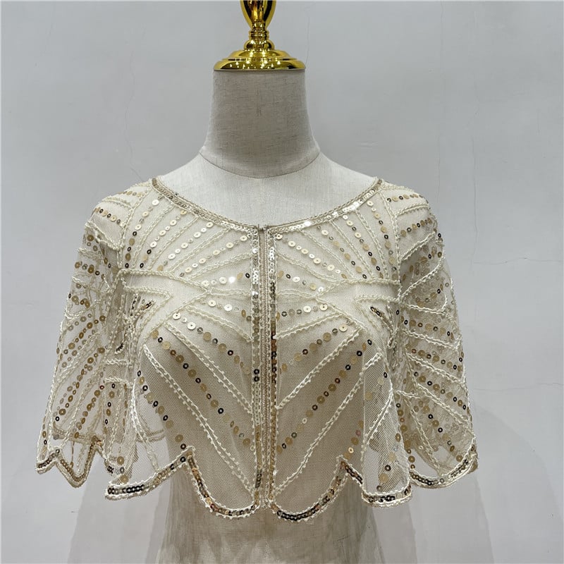 Étole en dentelle vintage avec perles