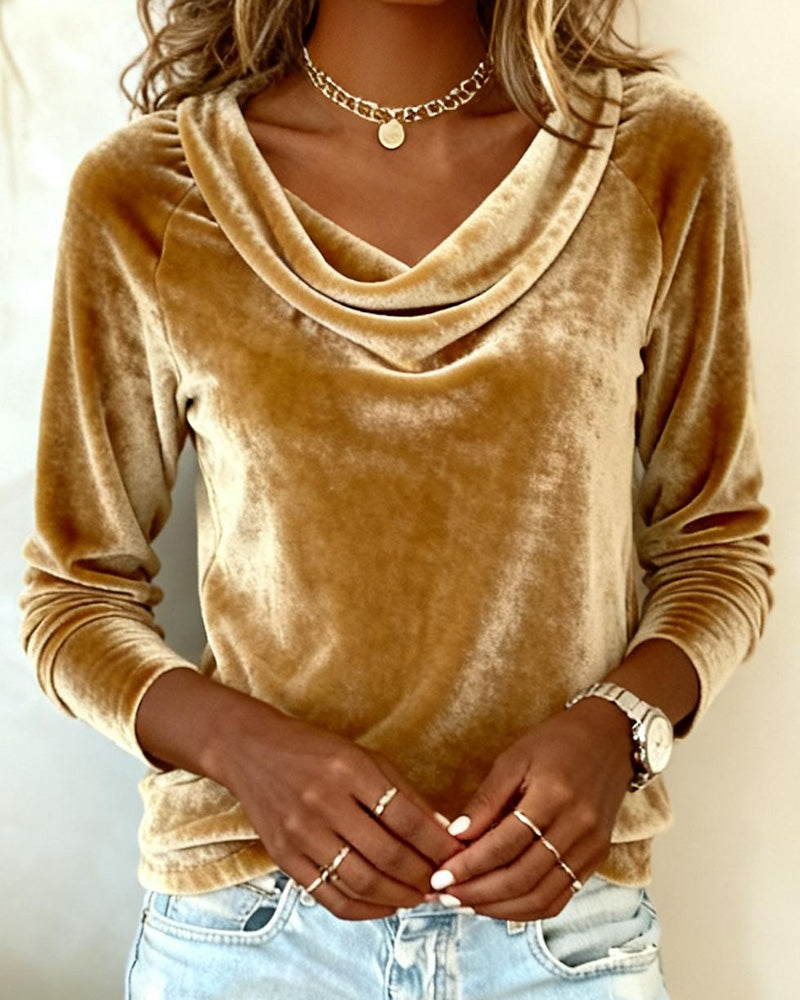 Marina | Pull en Velours avec Décolleté Doux