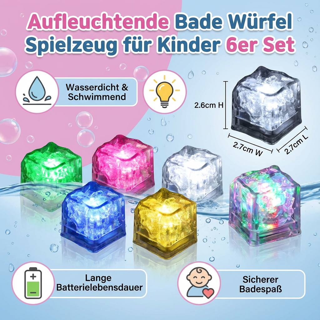 Cubi da bagno luminosi per bambini Set da 6