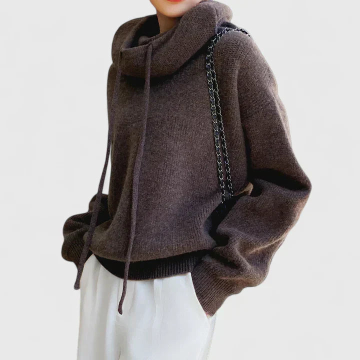 Marie | Pull Cozy avec Col Col Montant et Capuche