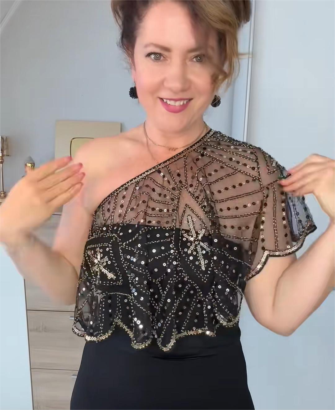 Étole en dentelle vintage avec perles