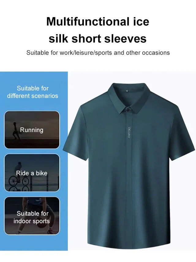 🔥Nuovi arrivi - 80% di sconto🔥Camicia da uomo in seta ghiacciata ad asciugatura rapida