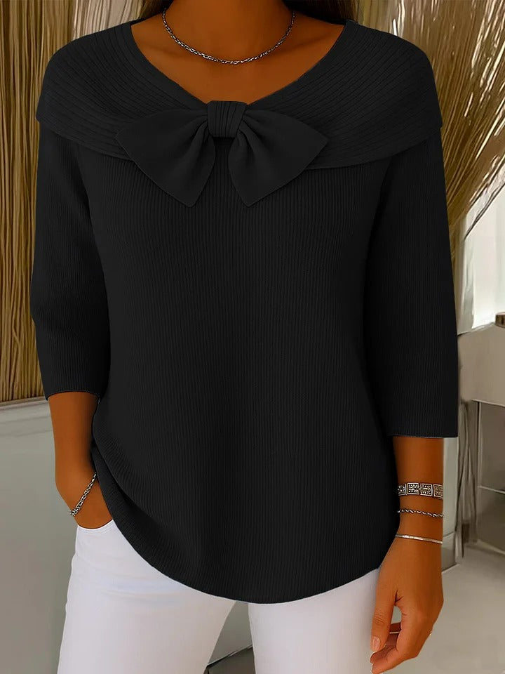Noemi   -  maglione morbido ed elegante con fiocco