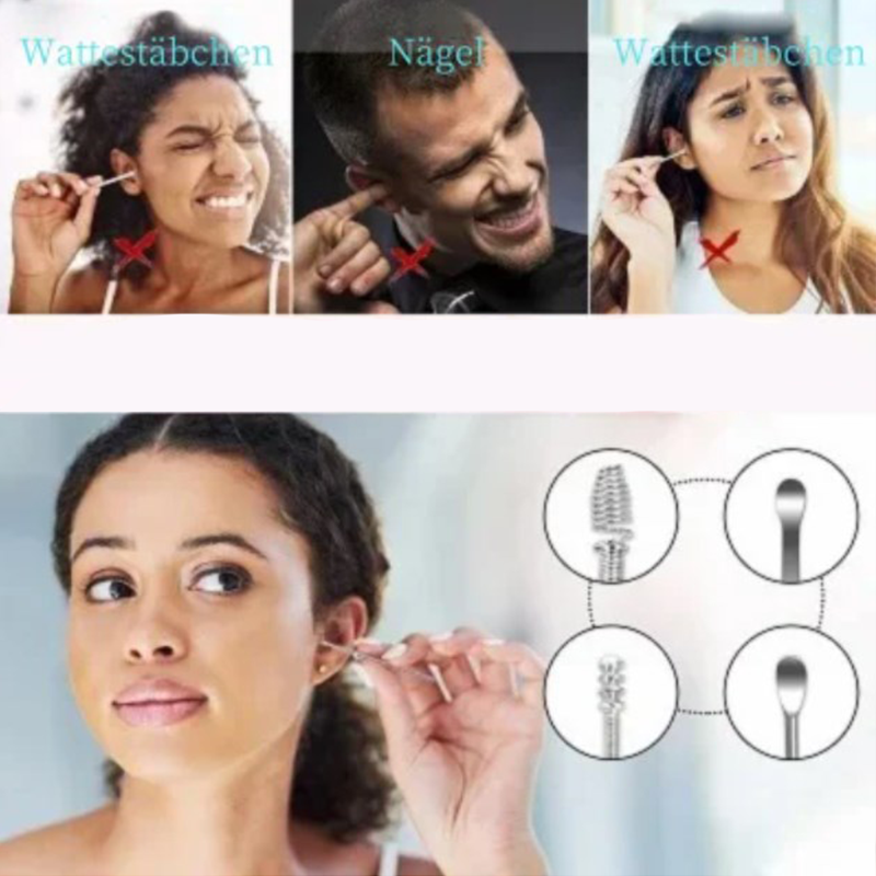 Ensemble portable de 6 pièces en acier inoxydable pour le nettoyage des oreilles