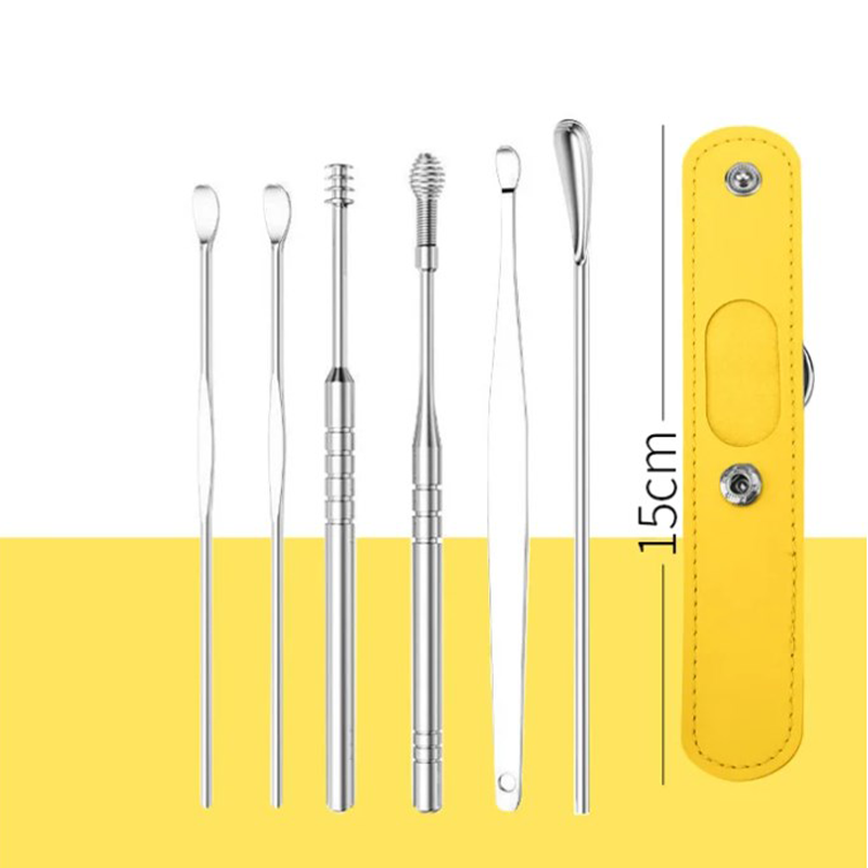 Ensemble portable de 6 pièces en acier inoxydable pour le nettoyage des oreilles