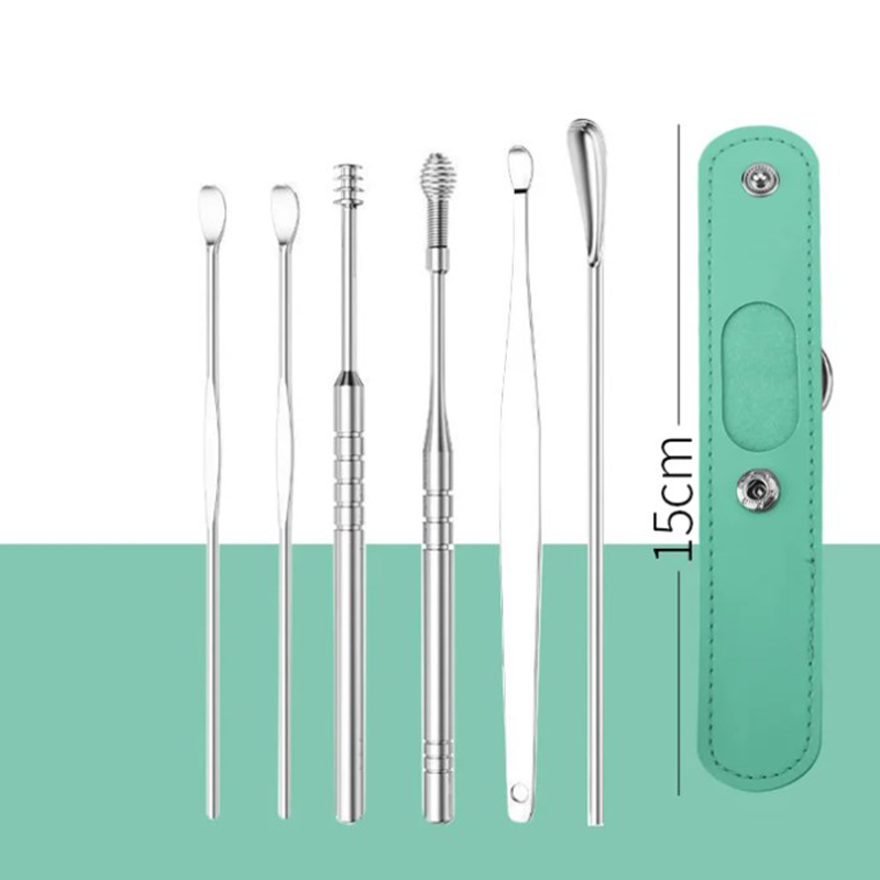 Ensemble portable de 6 pièces en acier inoxydable pour le nettoyage des oreilles