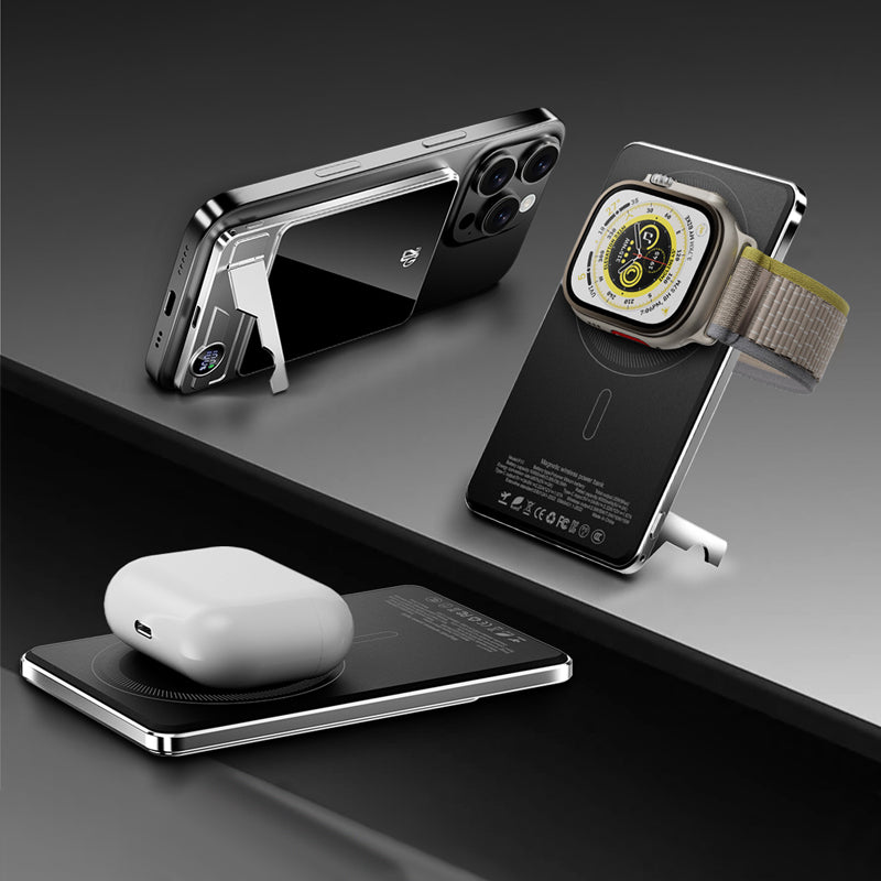 Power bank magnétique à double mode avec support