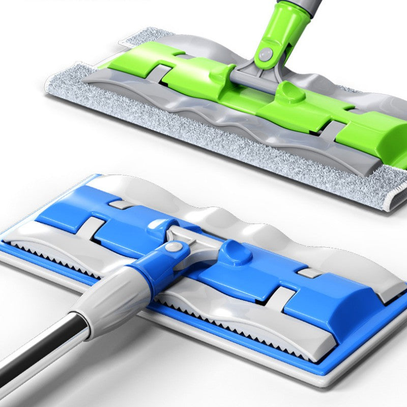 Mocio Piatto avec Manche en Acier Inoxydable, Équipé de Chiffons Lavables et Réutilisables