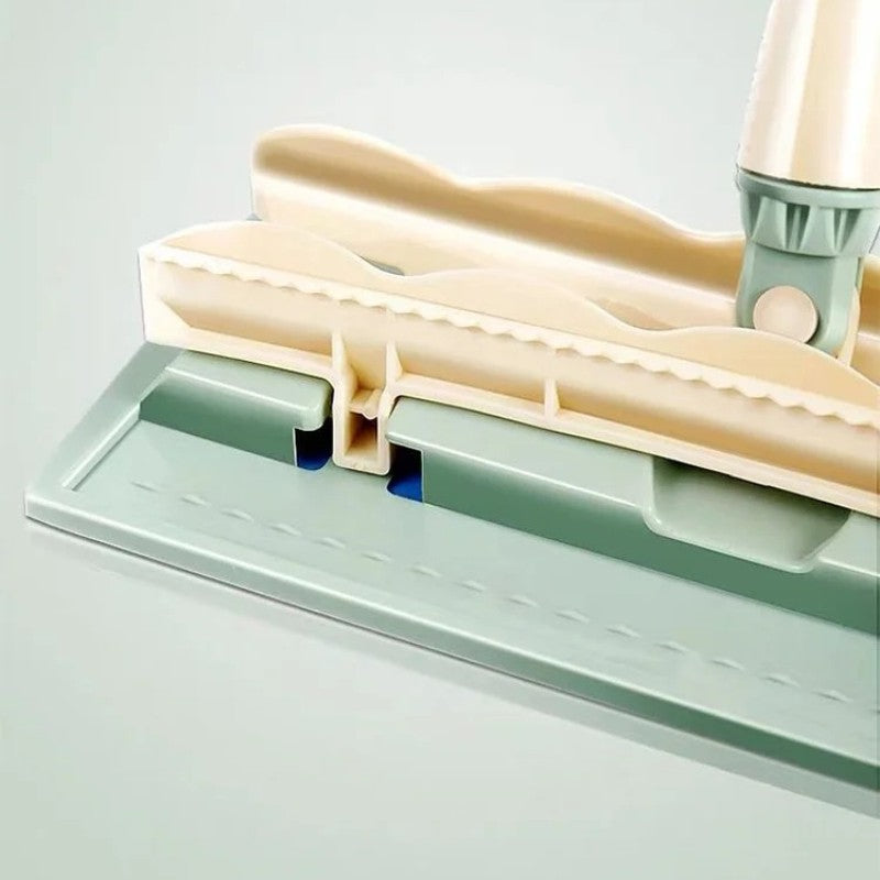 Mocio Piatto avec Manche en Acier Inoxydable, Équipé de Chiffons Lavables et Réutilisables