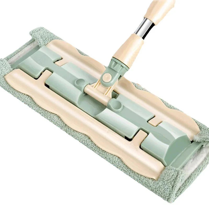 Mocio Piatto avec Manche en Acier Inoxydable, Équipé de Chiffons Lavables et Réutilisables