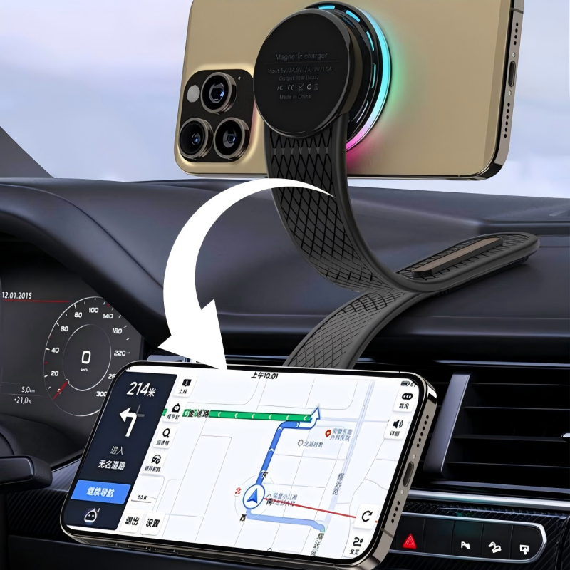 Support de voiture avec recharge rapide et bras réglable à 360°