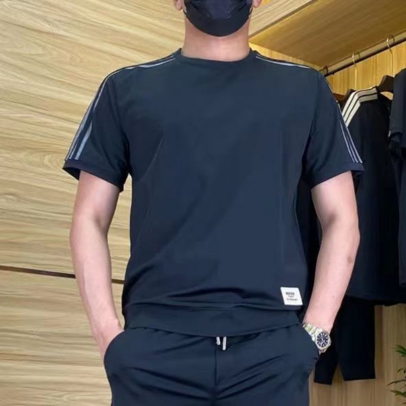 Ensemble Homme 2 Pièces à Haute Élasticité : T-shirt à Manches Courtes et Jogging