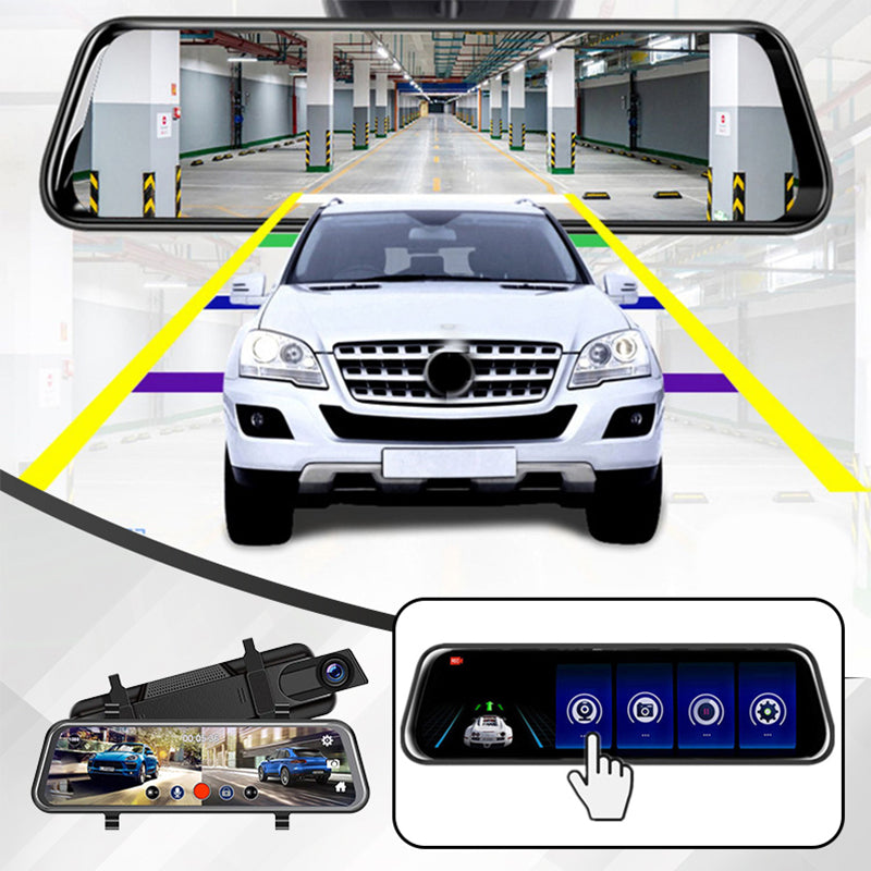 Double dashcam Full HD de 10 pouces avec surveillance de stationnement et vision nocturne - Carte SD de 64 Go et adaptateur OBD inclus