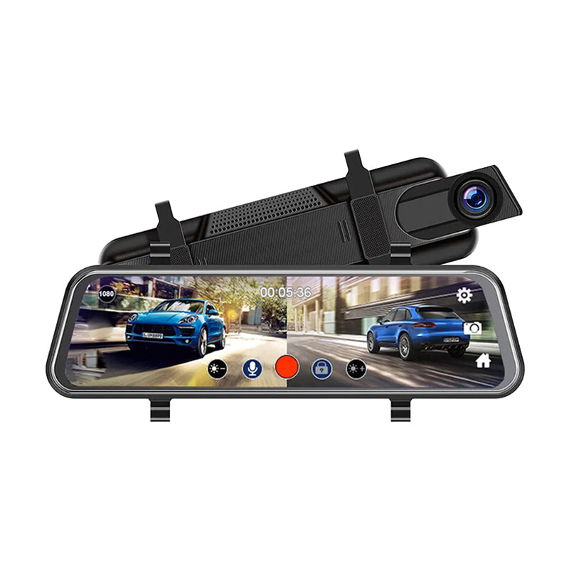 Double dashcam Full HD de 10 pouces avec surveillance de stationnement et vision nocturne - Carte SD de 64 Go et adaptateur OBD inclus