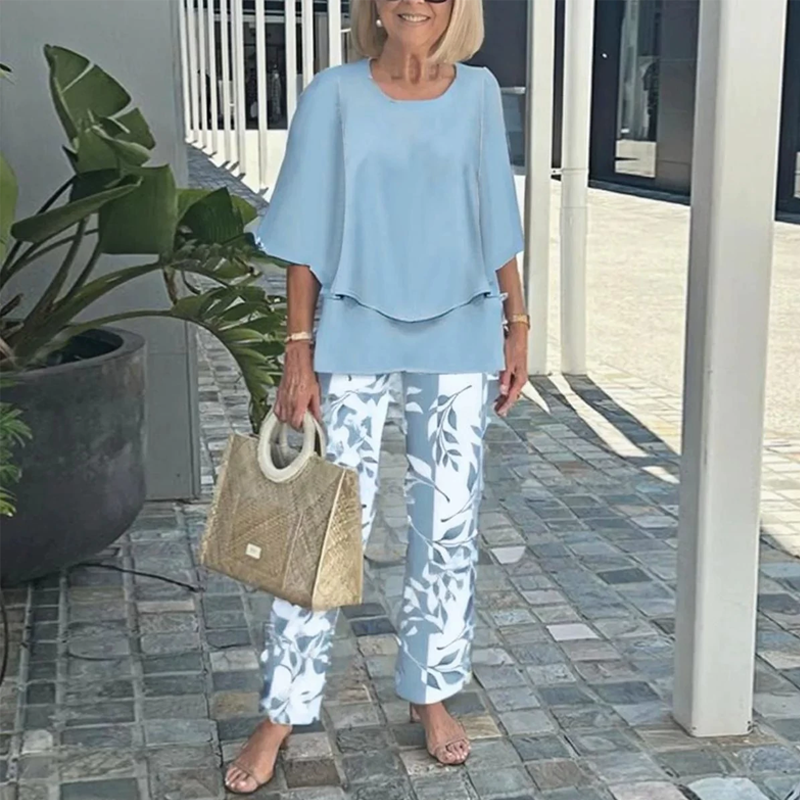 🔥ULTIMO GIORNO DI SALDI - SCONTO DEL 49%🔥 Completo pantaloni stampati e top girocollo da donna
