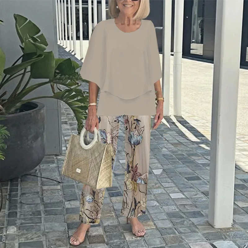 🔥ULTIMO GIORNO DI SALDI - SCONTO DEL 49%🔥 Completo pantaloni stampati e top girocollo da donna