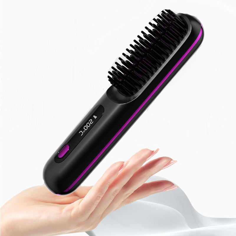 Peigne lissant pour cheveux avec chauffage en céramique sans fil