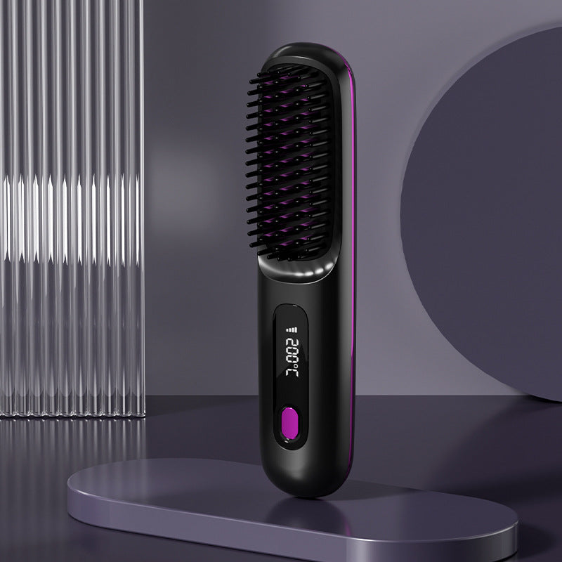 Peigne lissant pour cheveux avec chauffage en céramique sans fil
