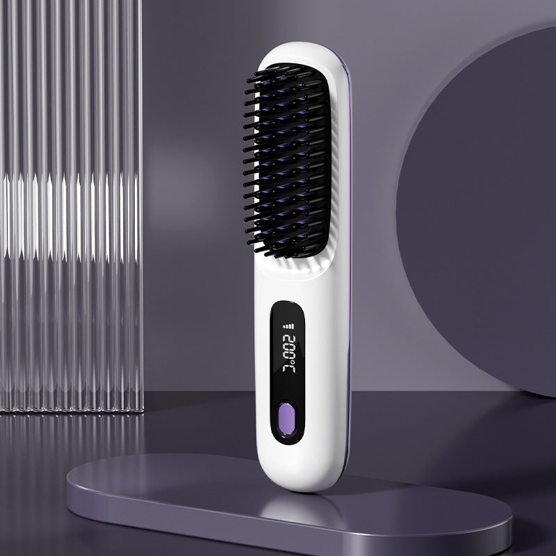 Peigne lissant pour cheveux avec chauffage en céramique sans fil